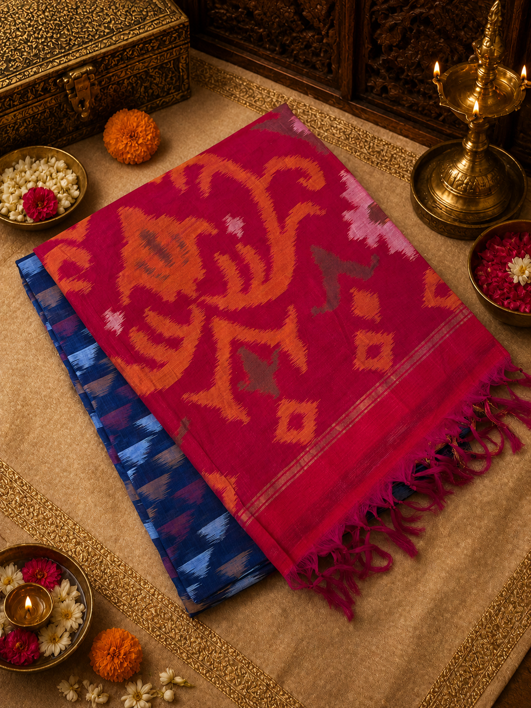 Pure Pochampally Cotton Silk Saree