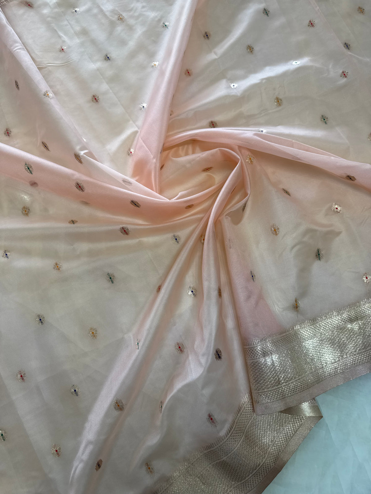 Premium quality semi Paithani silk by Organza- Baby pink- 902472