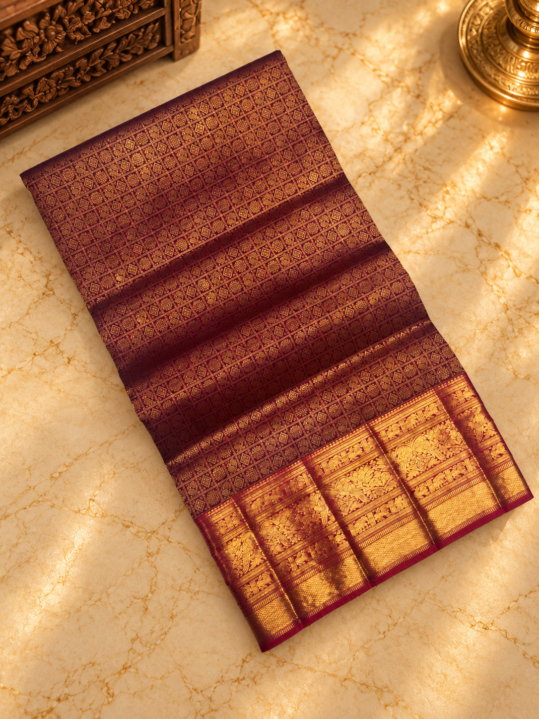 Pure 1G zari handloom Kanjeevaram Silk Saree- Silk mark certified- PS2489