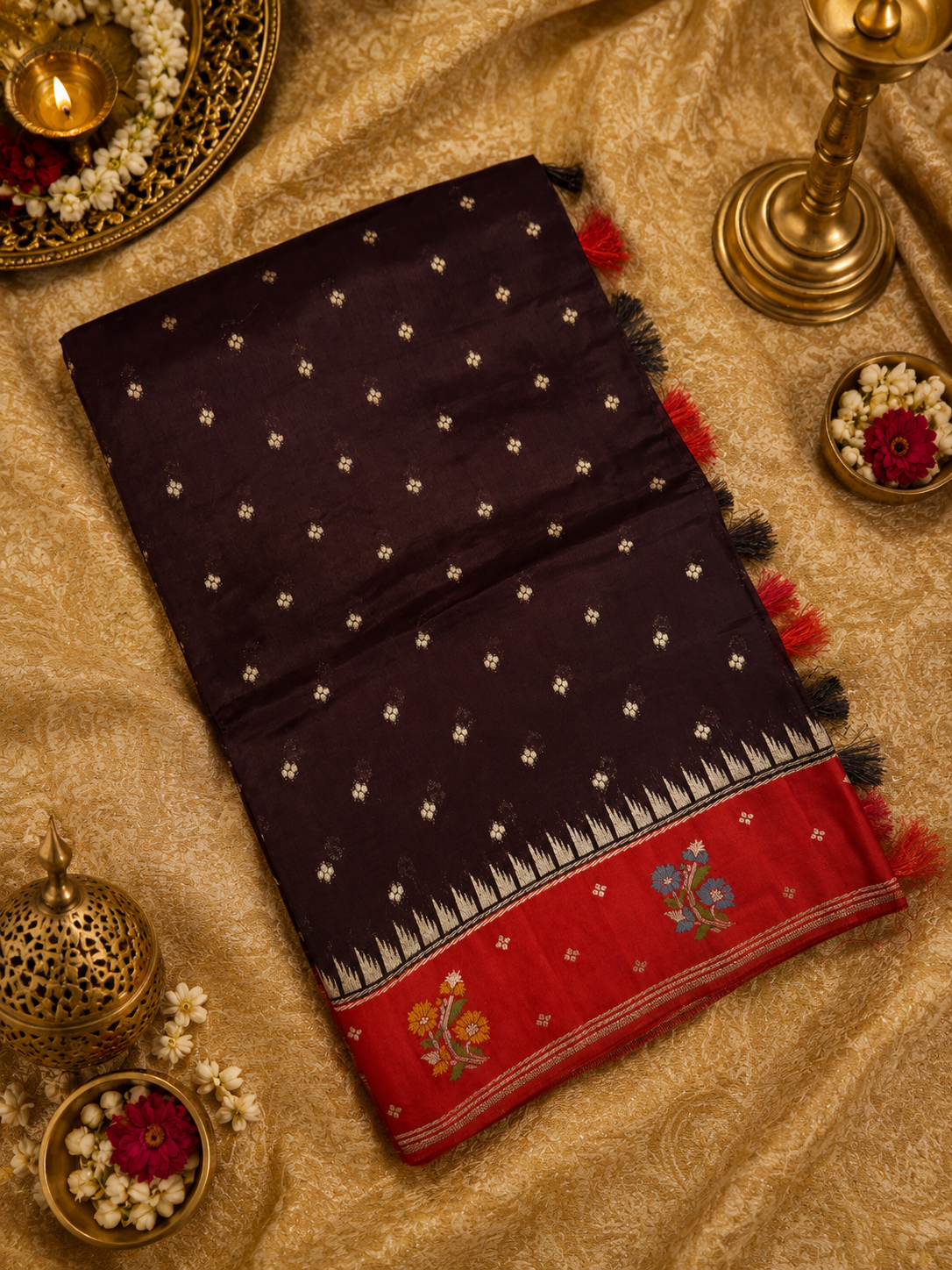 Premium Quality Tussar Saree in Paithani Weaves With Satin Border