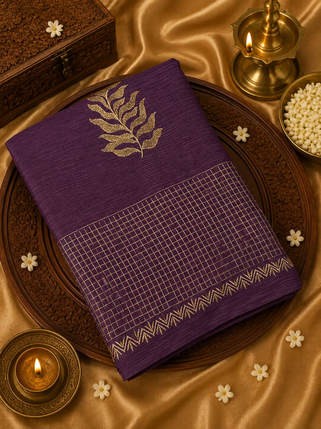 Russian Silk Saree With Embroidery💜