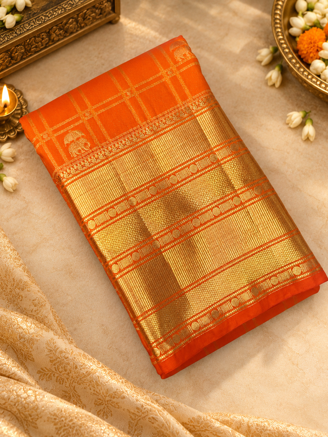 Premium Bridal Semi Kanchipuram Silk Saree - RF1302