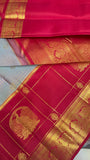 Pure Kanjeevaram Silk Saree- Silk mark certified- PS2371 Grey-Blue dual tone