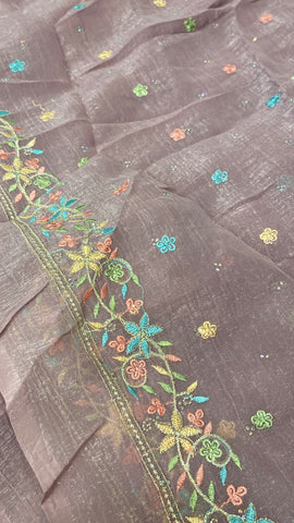 Premium Crush Organza Saree (Lavender)