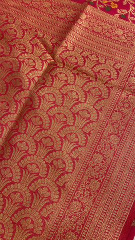 Premium semi Mashru silk saree (Peach)