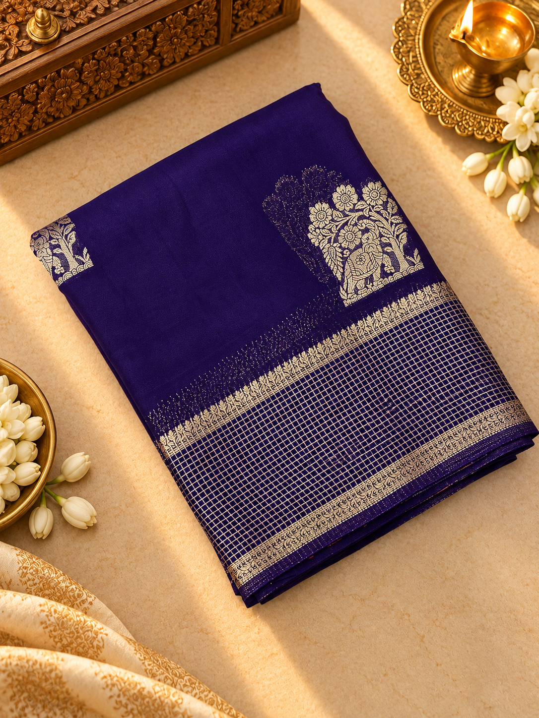 Pure Crepe Chinnon Saree - 902971