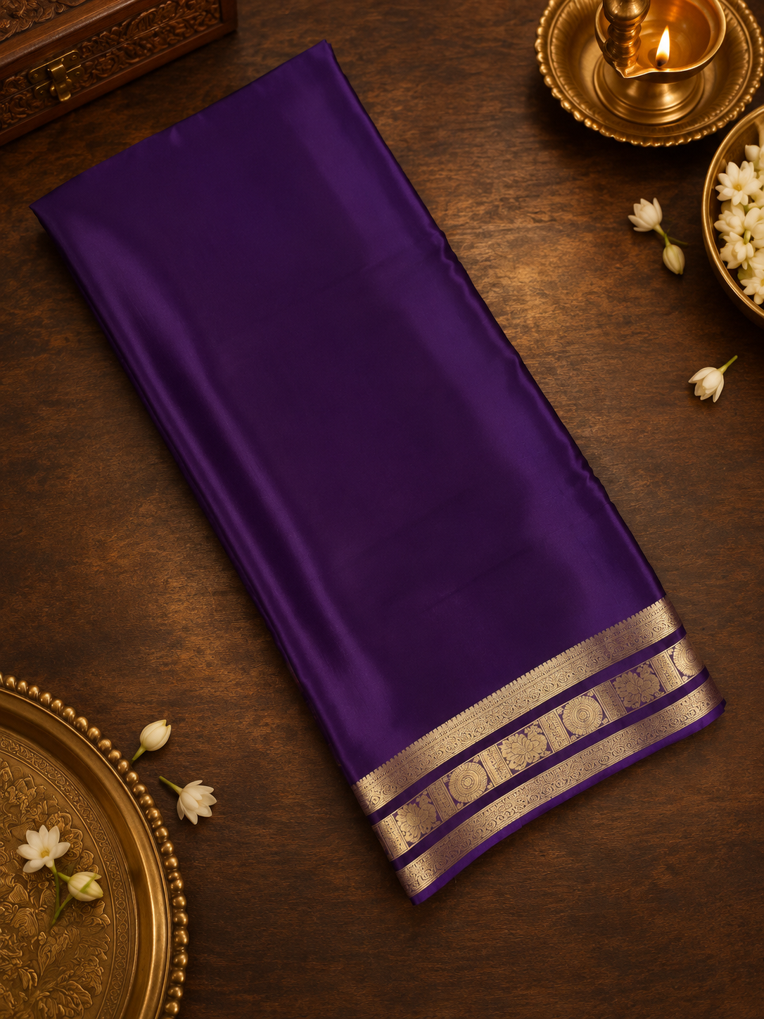 Pure Mix Mysore Crepe Silk Saree- 902032 Purple