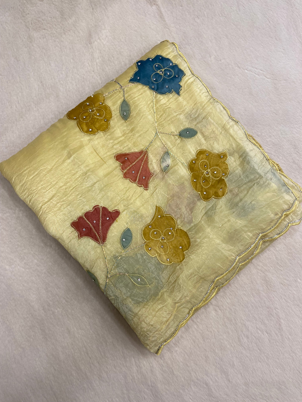 Pure paper crush organza saree