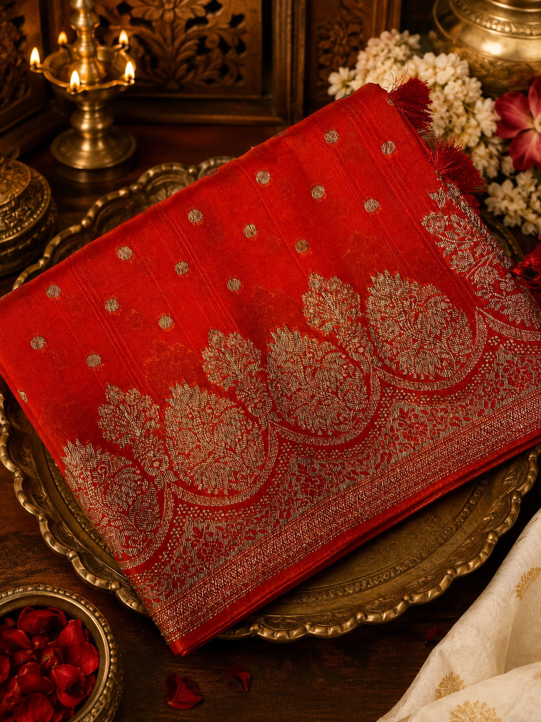 Premium Tassar Silk Saree 🧡