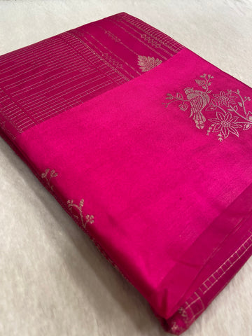 Premium crepe satin silk saree (pink)