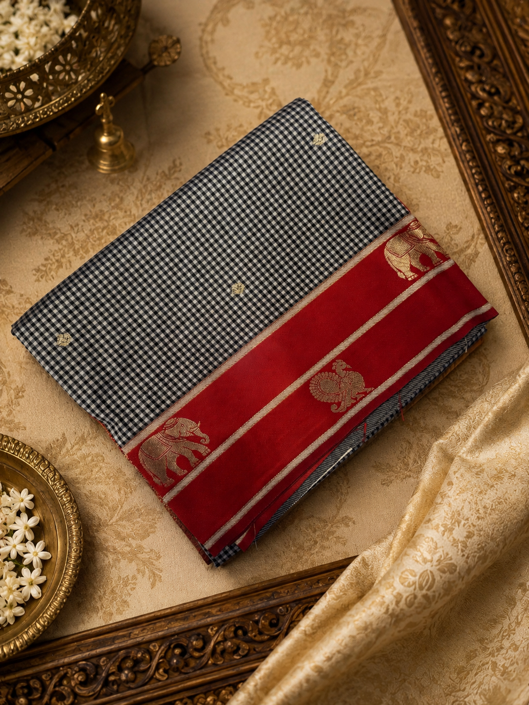 Premium Semi Kanjeevaram Silk Saree🩶