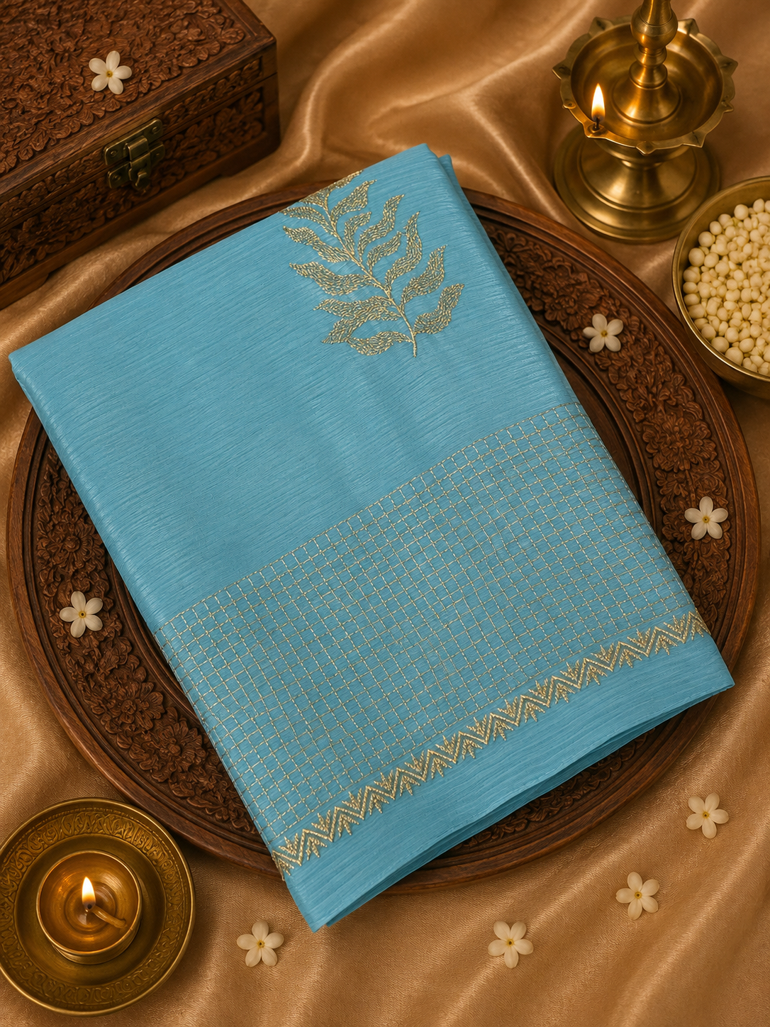Russian Silk Saree With Embroidery