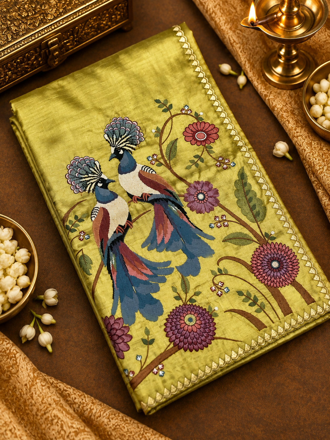 Premium Soft Chinnon Saree With Embroidery - 901982