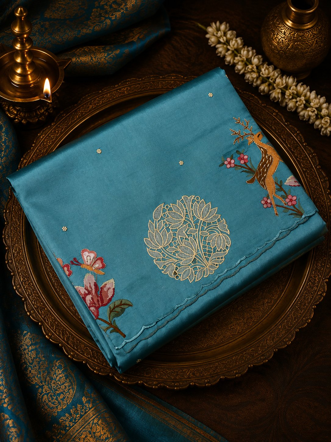 Premium Quality Soft Tussar Saree With Thread Embroidery