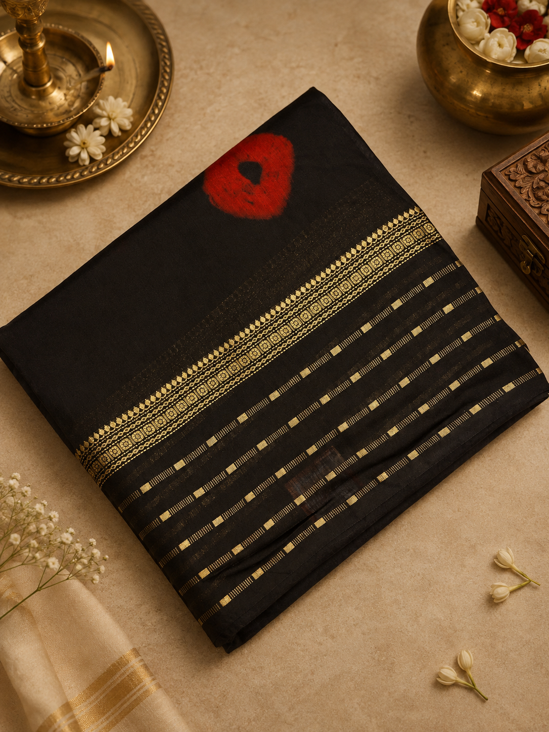 Premium Semi Chanderi Saree With Batiq Print