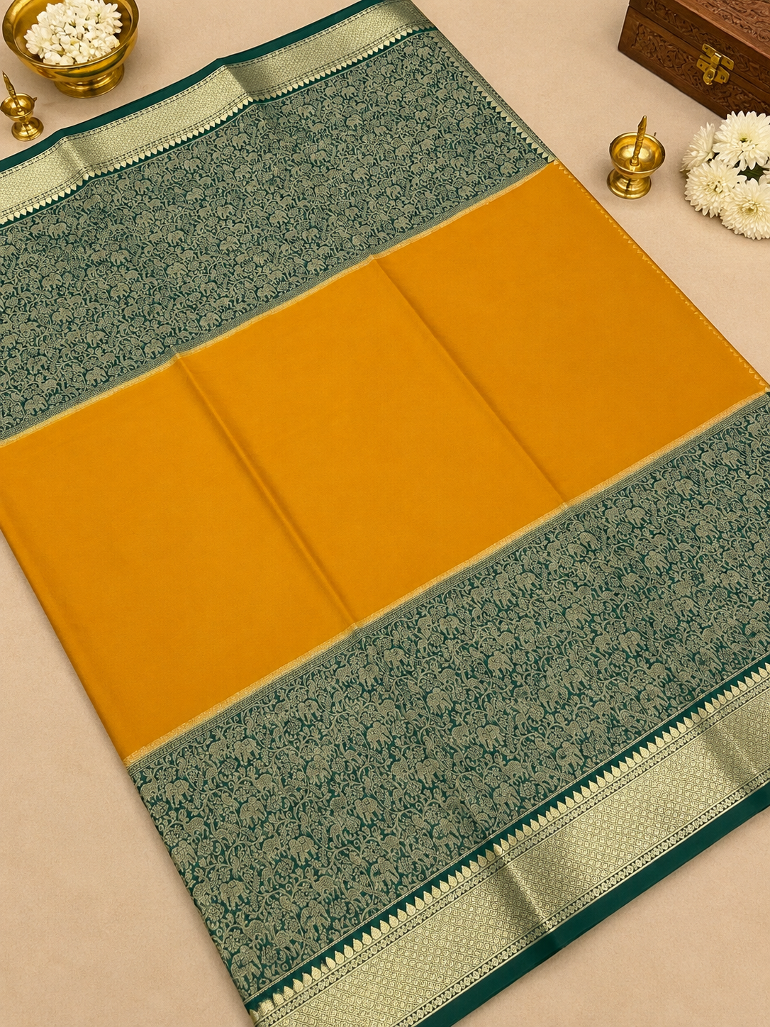 Pure Mix Crepe Mysore Silk Saree Brocade Design