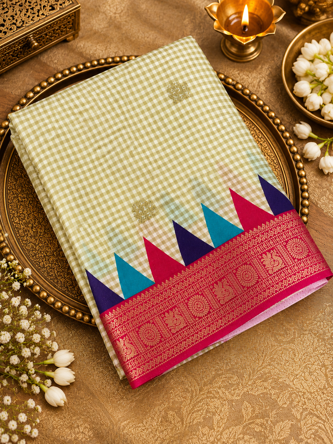 Premium Crepe Silk Saree Ganga Jamuna Border - 902652