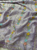 Premium Crush Organza Saree (Lavender)