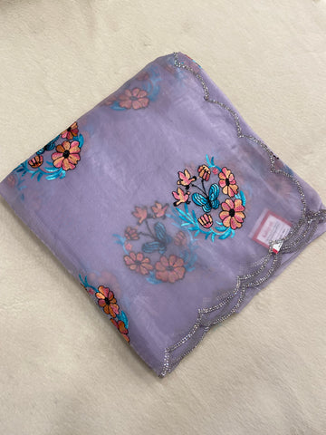 Pure Paper Crush Organza Saree