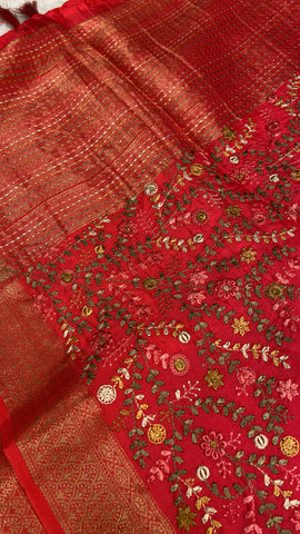 Pure Chinnon With Embroidery Work