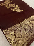 Premium Crepe Georgette Saree 🤎