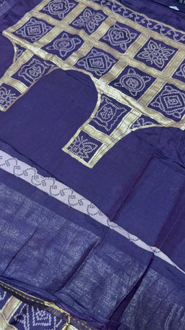 Premium Assam Silk Saree with Bandhani design (Purple)