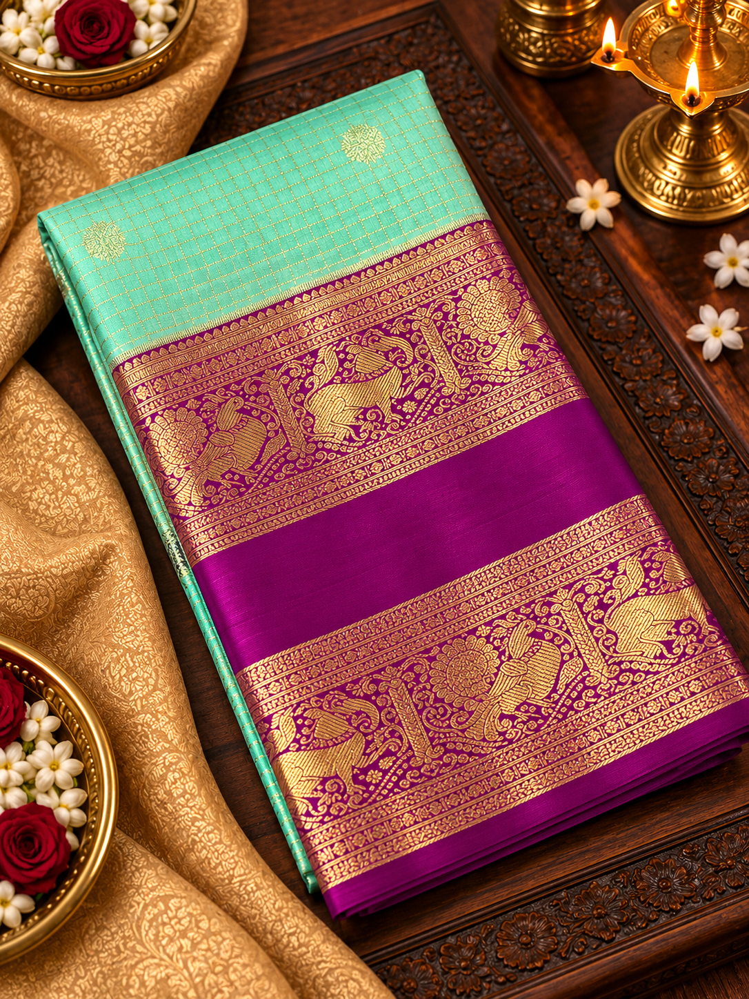 Premium Bridal Semi Kanchipuram Silk Saree - RF1312