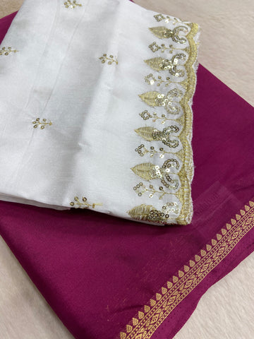 Premium Semi Crepe Mysore Silk Saree With Double Blouse