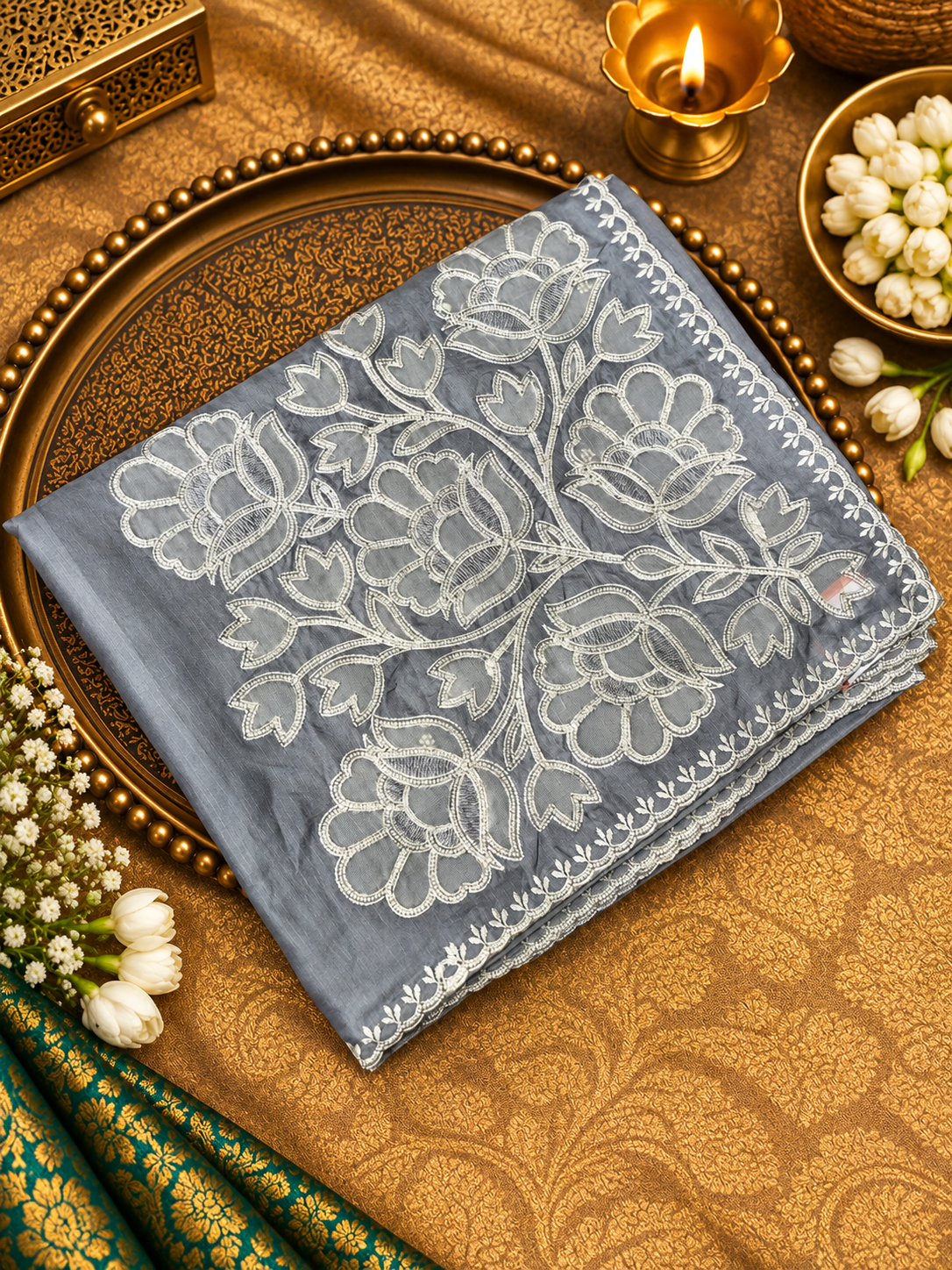 Premium Soft Organza Saree With Embroidery - 902677