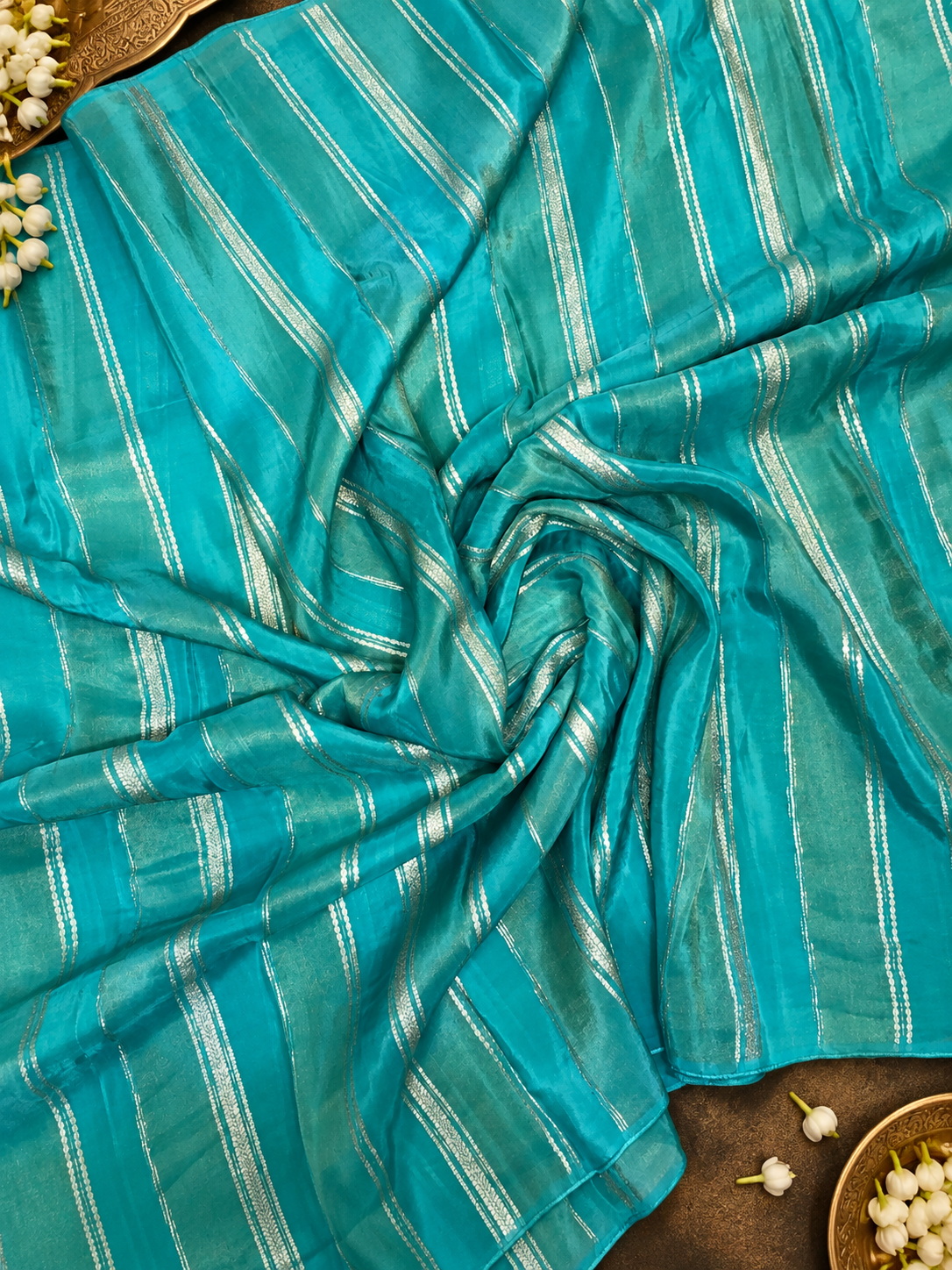 Pure Chinnon crepe Saree- 902563 Blue