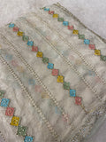 Premium Crush Organza Saree (Cream)
