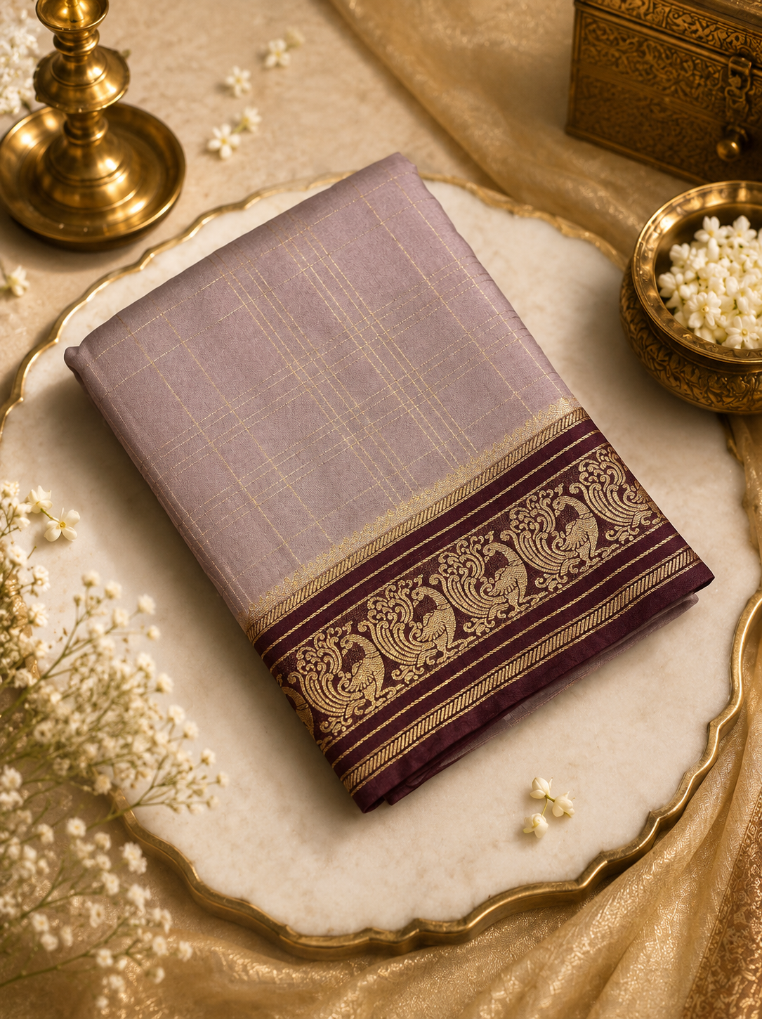 Premium crepe semi Mysore Silk Saree