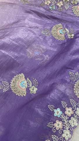 Designer Chinnon Saree With Work