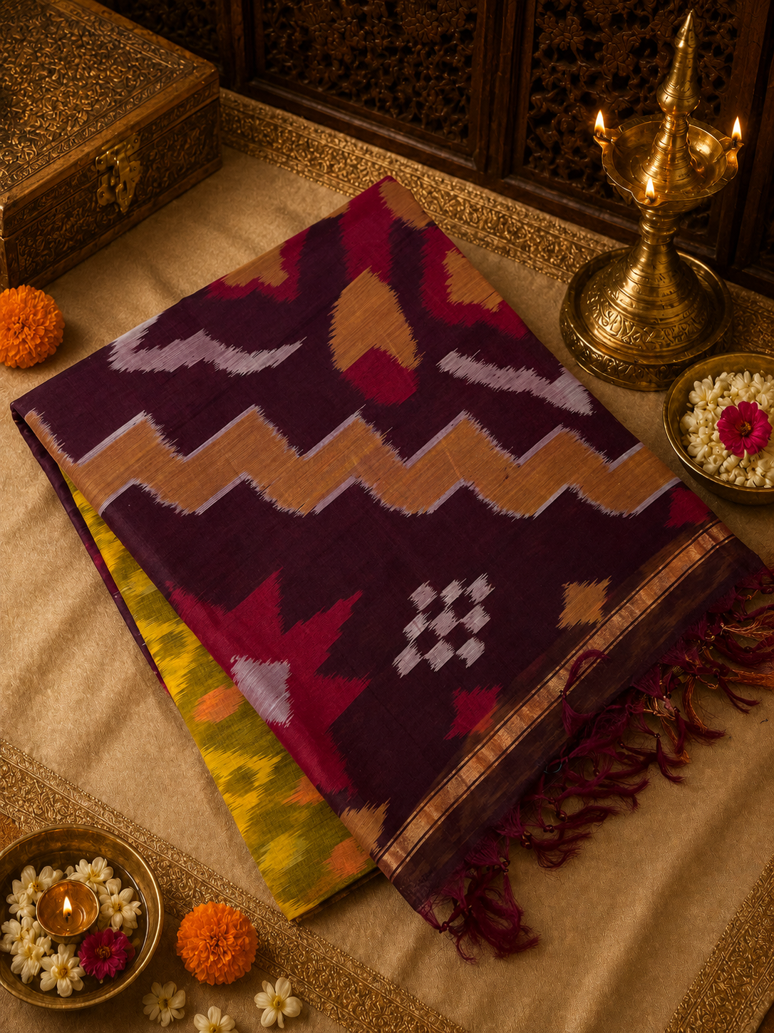 Pure Pochampally Cotton Silk Saree