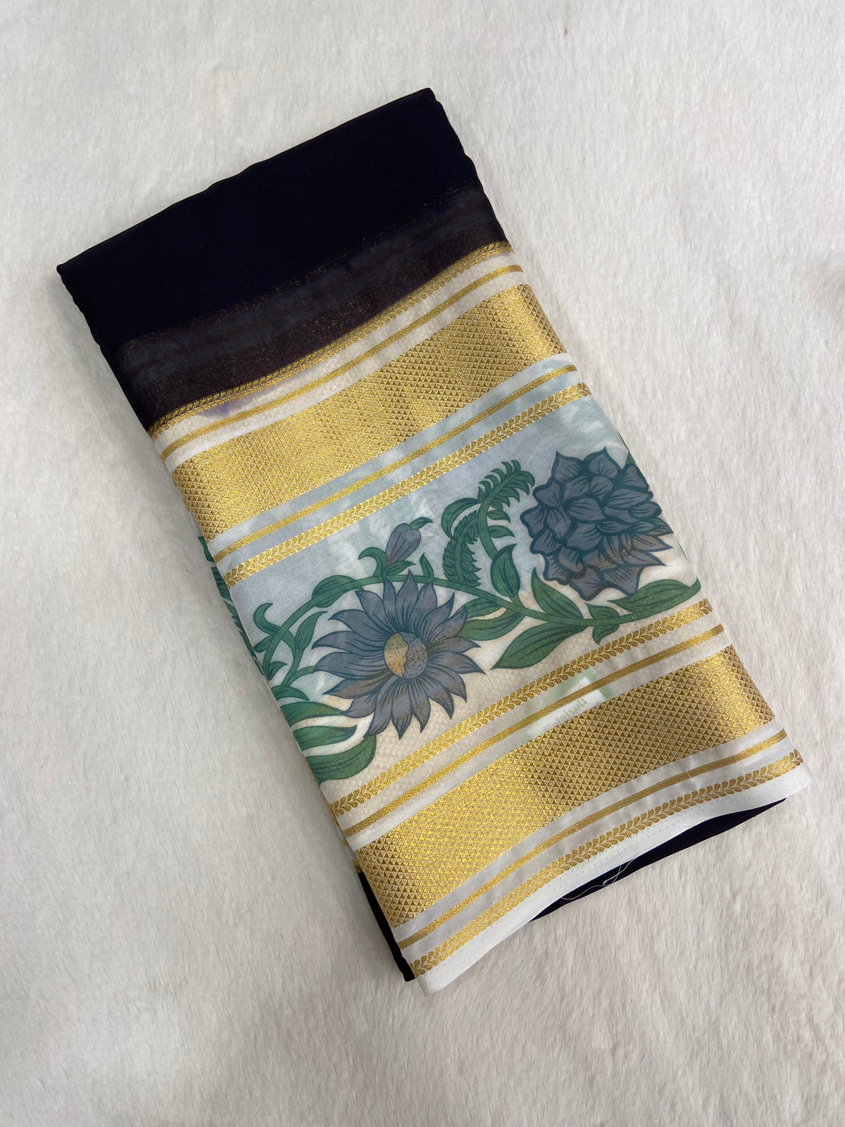 Premium Printed Semi Crepe Mysore Silk Saree🖤