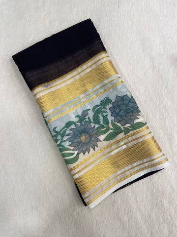 Premium Printed Semi Crepe Mysore Silk Saree🖤