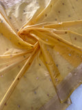 Premium quality semi Paithani silk by Organza- Yellow- 902472