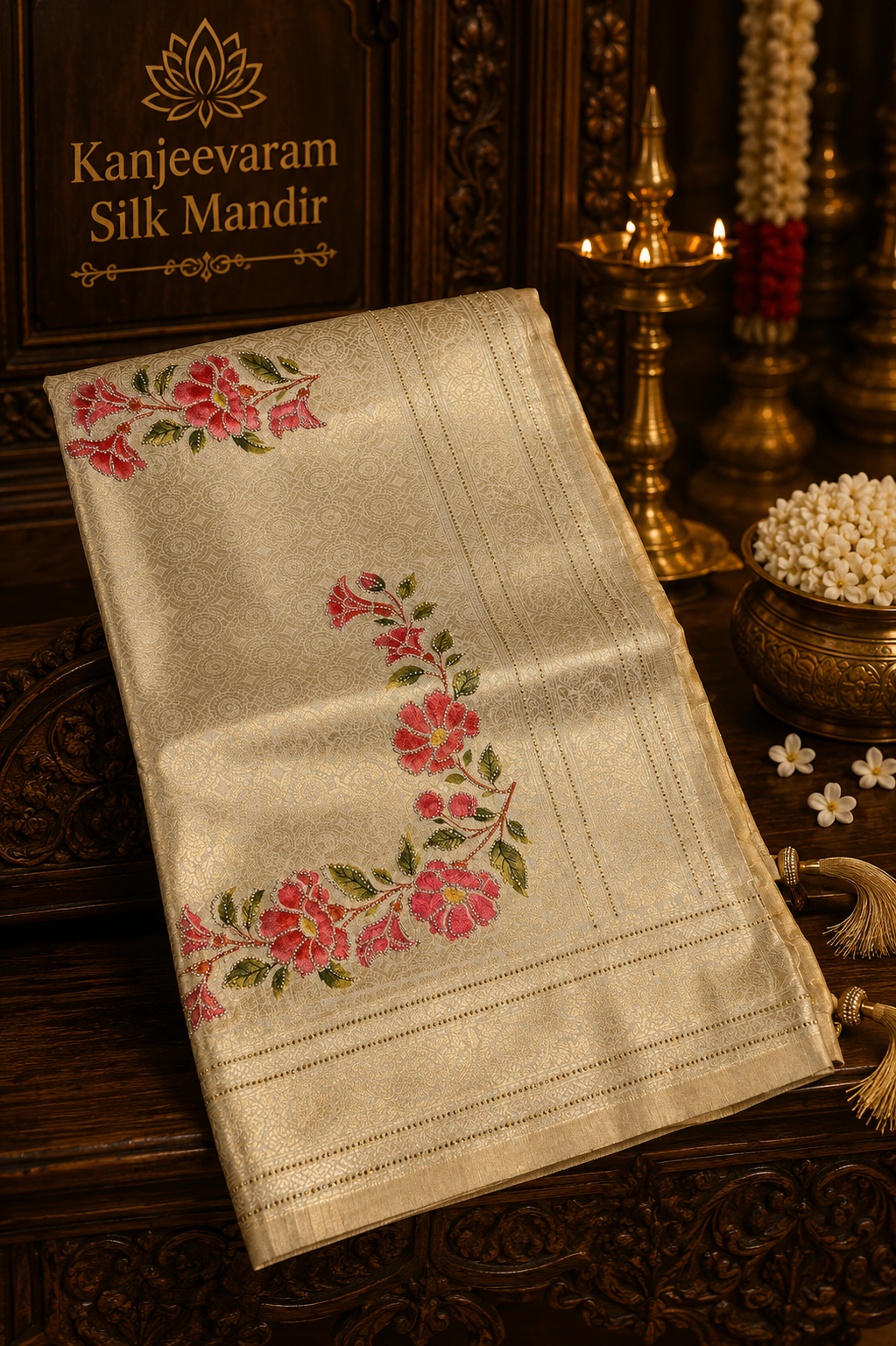 Tissue Bridal Semi Silk With Swarovski Work