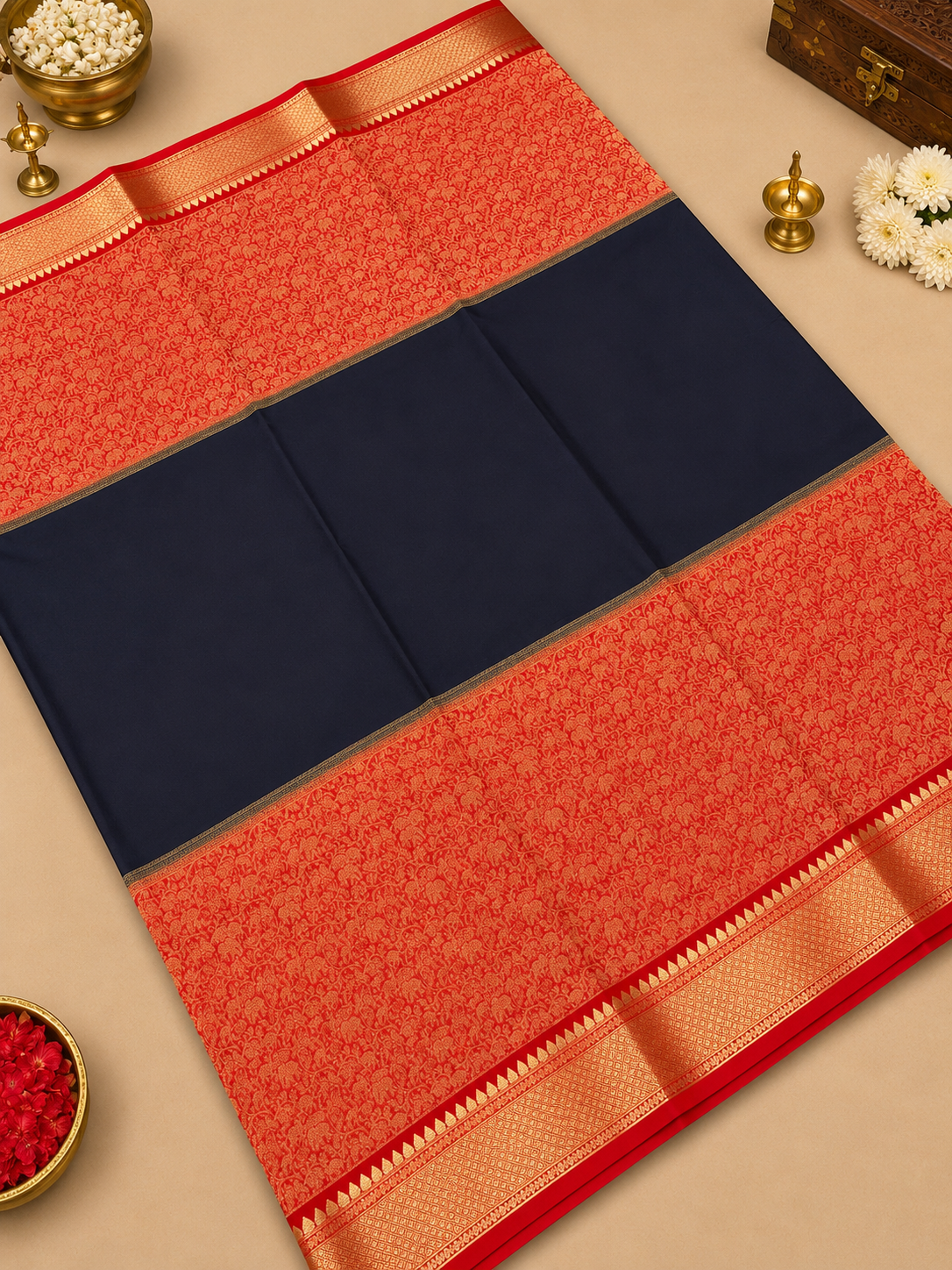 Pure Mix Crepe Mysore Silk Saree Brocade Design