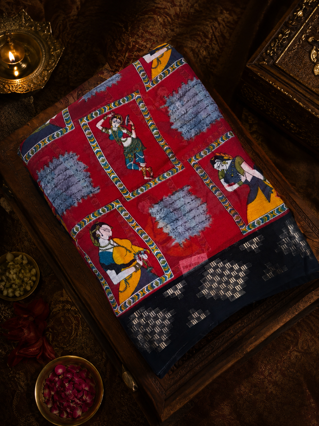 Premium Dola Silk Saree with Kalamkari print