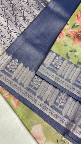 Premium digital print semi Kanchipuram silk saree