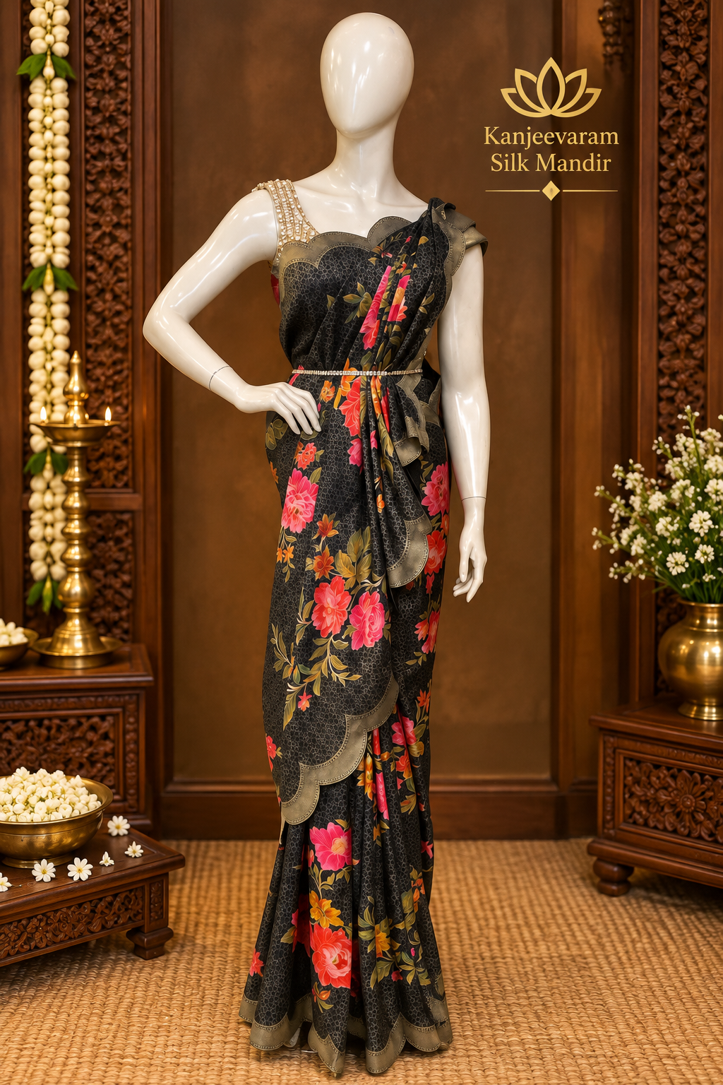 Premium Russian Silk Saree with Scalloped border - 901242