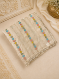 Premium Crush Organza Saree (Cream)