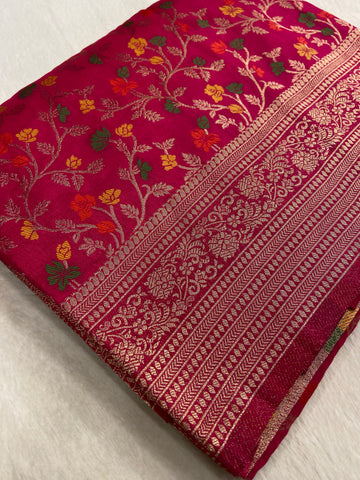 Premium semi Mashru silk saree (Pink)