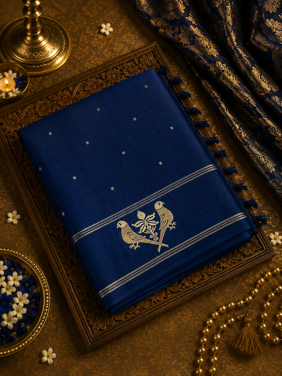 Premium Tassar Saree With Embroidery