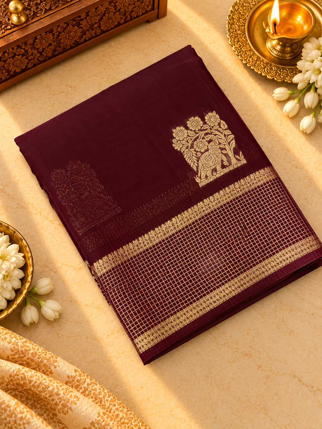 Pure Crepe Chinnon Saree - 902971