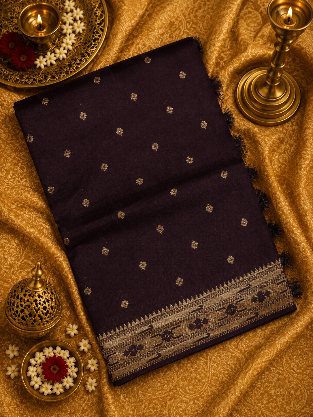 Premium Quality Tussar Saree in Paithani Weaves 🤎