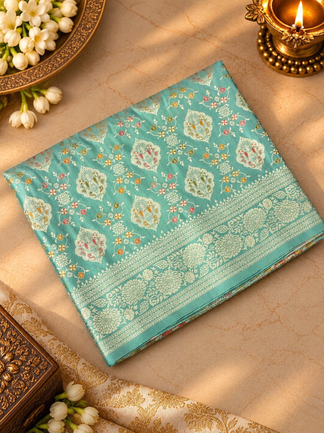 Premium Banarasi Crepe Satin Silk Saree - 902692