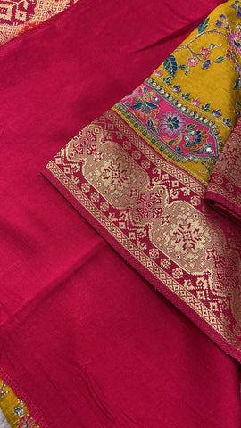 Premium Banarasi Crepe Kalamkari Saree