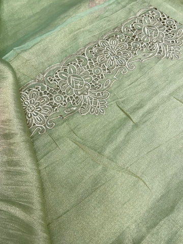 Pure Tissue Organza Saree With Embroidery